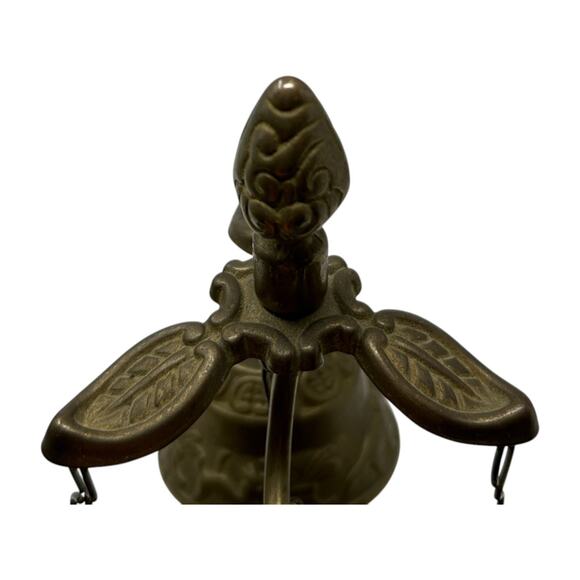 Brass Wall-Mounted Triple Bell Set Ornate Design Chain Pull Vintage Monastery - Picture 7 of 16